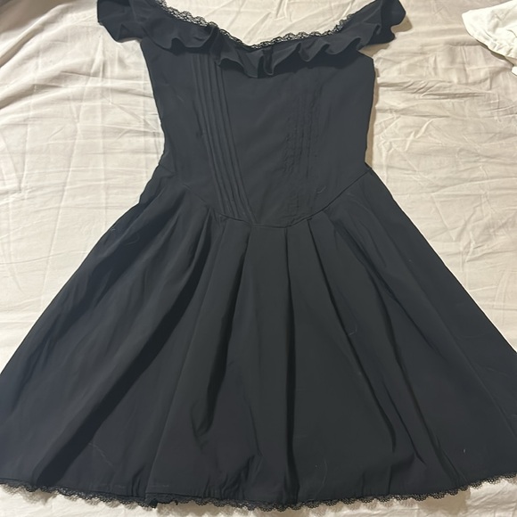 Commense Women's Square Neck Mini Corset Black Dress Short Ruffle Sleeve size S - Picture 10 of 12